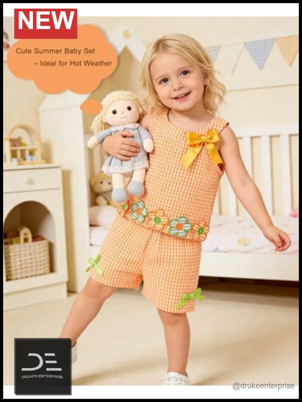 Toddler Girl Ruffle Sleeve Top and Shorts Outfit Set 6M-4T Soft Polyester Blend